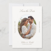 Ivory & Sand | Chic Script Wedding Save The Date (Voorkant)