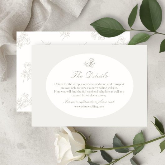 Ivory & Sand | Ovale Trouwbloem Informatiekaartje
