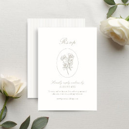 Ivory & Sand | Strepen Bloemen Huwelijk  RSVP Kaartje