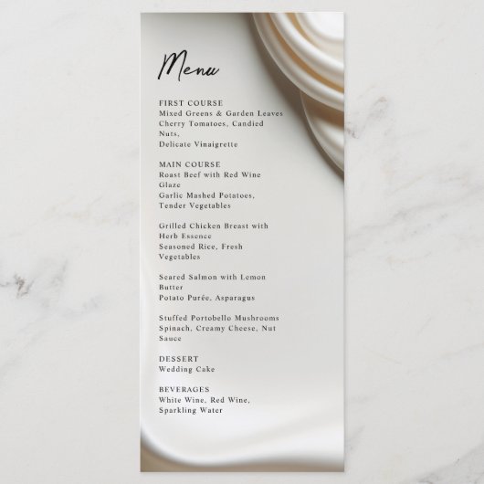 Ivory satin elegance wedding menu (Voorkant)