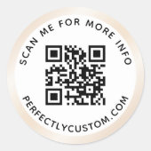 Ivory satin gradiëntgrens QR-code en tekst Ronde Sticker (Voorkant)