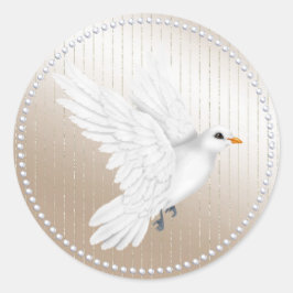 Ivory Satin Pearl en Dove Wedding Sticker