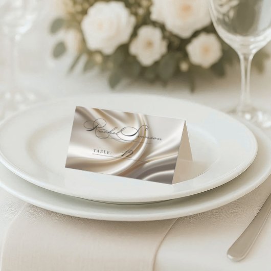 Ivory Satin wedding place card Plaatskaartje