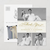 Ivory Scalloped Band 3 Foto Weddenschap Bedankt Po Briefkaart (Voorkant / Achterkant)