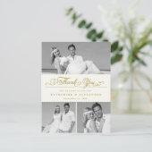 Ivory Scalloped Band 3 Foto Weddenschap Bedankt Po Briefkaart (Staand voorkant)