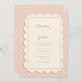 Ivory Scalloped Gilded Border Minimalist Wedding Kaart (Voorkant / Achterkant)
