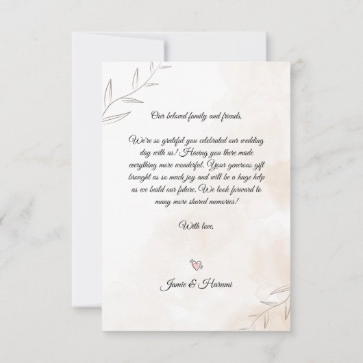 Ivory Script Wedding Dank u kaart met 3 foto's (Achterkant)