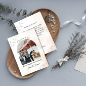 Ivory Script Wedding Dank u kaart met 3 foto's