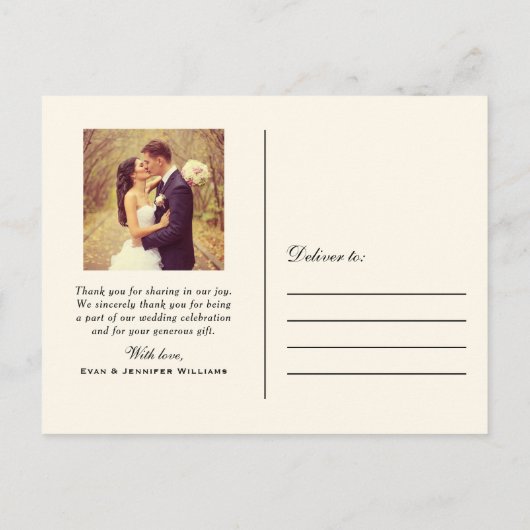  Ivory Script Weduwfoto Hartelijk dank Briefkaart (Achterkant)