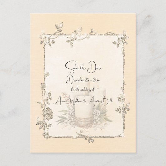 Ivory Shiny Elegant Sparkly Save the Date Briefkaart (Voorkant)