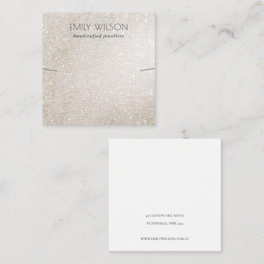 Ivory Silver Sparkle Glitter Shiny Eariny Display Vierkante Visitekaartje (Voorkant / Achterkant)