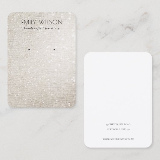 Ivory Silver Sparkle Glitter Shiny Eariny Display Visitekaartje (Voorkant / Achterkant)