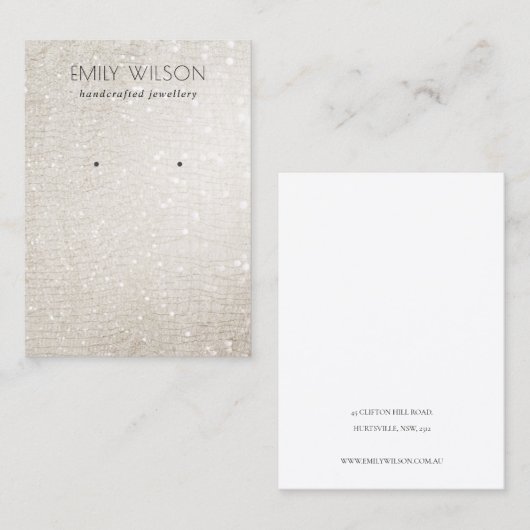 Ivory Silver Sparkle Glitter Shiny Eariny Display Visitekaartje (Voorkant / Achterkant)