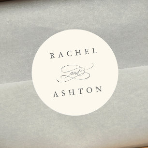 Ivory Simple Elegant Wedding Ronde Sticker