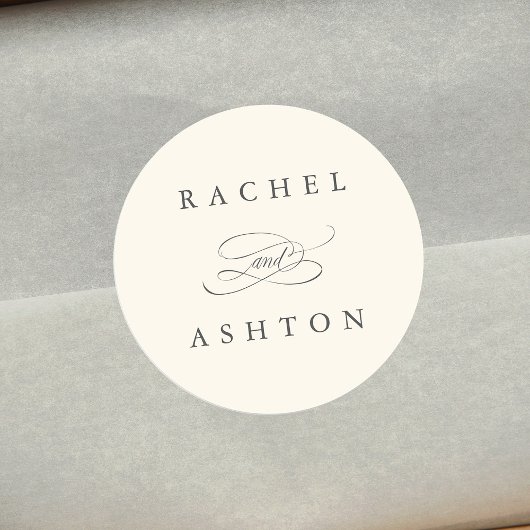 Ivory Simple Elegant Wedding Ronde Sticker