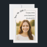 Ivory simple modern photo Birthday Save the Date<br><div class="desc">Announce your upcoming celebration in style with this elegant Birthday Save the Date card. Featuring a clean, modern layout with a custom photo, classic typography, and a subtle heart detail, this design sets the perfect tone for milestone birthdays such as 30th, 40th, 50th, 60th birthdays and beyond. Personalize the name,...</div>