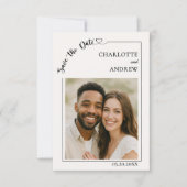 Ivory simple modern photo wedding Save the Date (Voorkant)