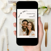 Ivory simple modern photo wedding Save the Date