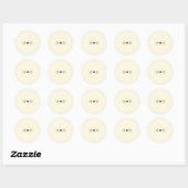 Ivory Simple Monogram Heart Wedding Favor Ronde Sticker (Vel)