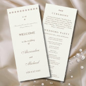 Ivory Simple Pearl Christian Wedding Program Programmakaart