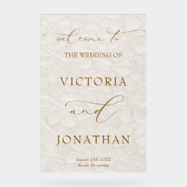 Ivory Simple Wedding Welkom Acryl Bord