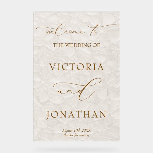 Ivory Simple Wedding Welkom Acryl Bord (Voorkant)