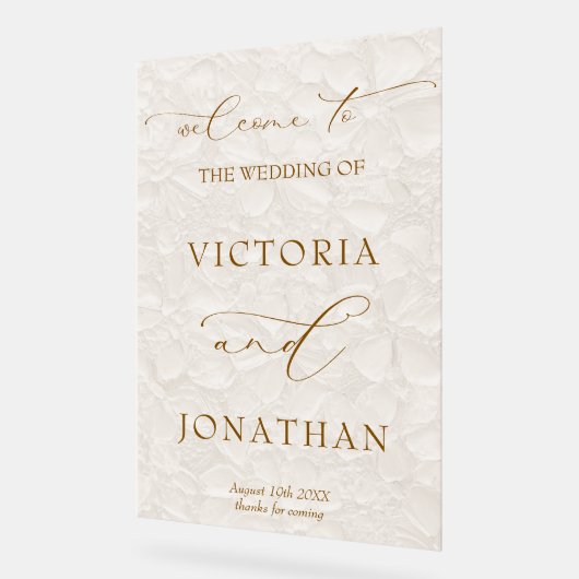 Ivory Simple Wedding Welkom Acryl Bord (Hoek)