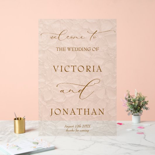 Ivory Simple Wedding Welkom Acryl Bord (Huwelijk)