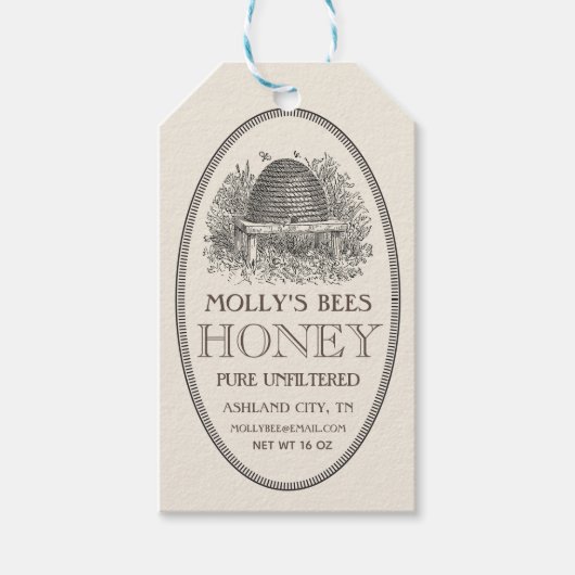 Ivory Skep Honey Label met fancy grens Cadeaulabel (Voorkant)