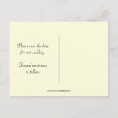 Ivory Sketched Flower on Black Bewaar de datum Aankondigingskaart (Achterkant)