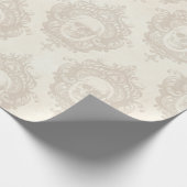 Ivory skulls Damask Baroque Patterned Cadeaupapier (Hoek)