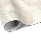 Ivory skulls Damask Baroque Patterned Cadeaupapier (Rol Hoek)