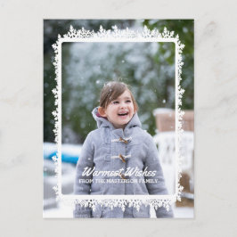 Ivory Snowflake Lijst Holiday Foto Feestdagenkaart