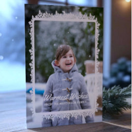 Ivory Snowflake Lijst Holiday Foto Feestdagenkaart