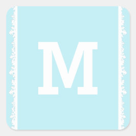 Ivory Snowflake Lijst Holiday Monogram Vierkante Sticker