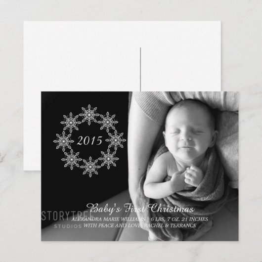 Ivory Snowflake Wreath Holiday Foto Briefkaart (Voorkant / Achterkant)