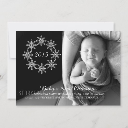Ivory Snowflake Wreath Holiday Foto Flat Kaart (Voorkant)