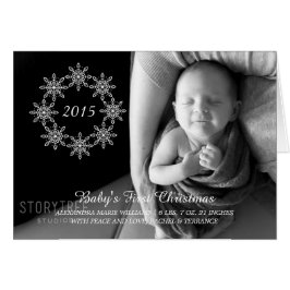 Ivory Snowflake Wreath Holiday-fotokaart