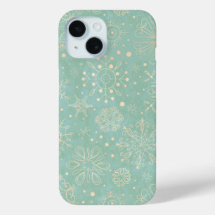 Ivory Snowflakes op Mint Kerstmis iPhone 15 Case