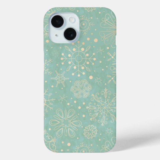 Ivory Snowflakes op Mint Kerstmis Case-Mate iPhone Case (Achterkant)