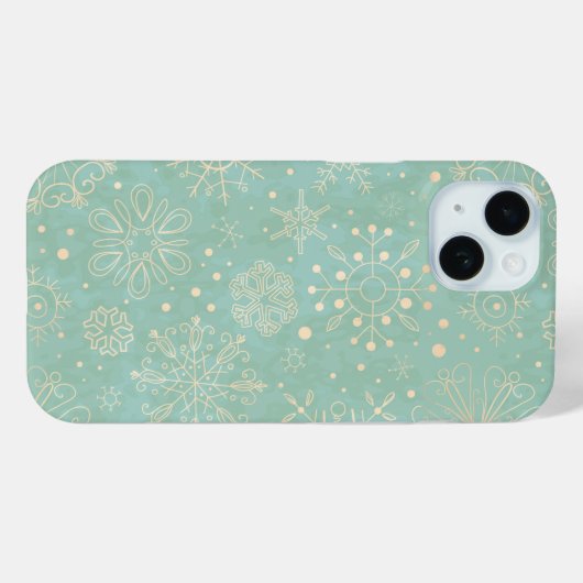 Ivory Snowflakes op Mint Kerstmis Case-Mate iPhone Case (Achterkant (horizontaal))