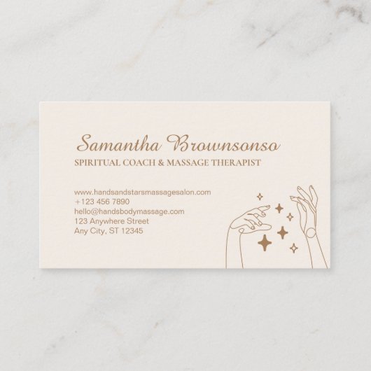 Ivory Spirituele sterren Hands Therapy Body Massag Visitekaartje (Achterkant)