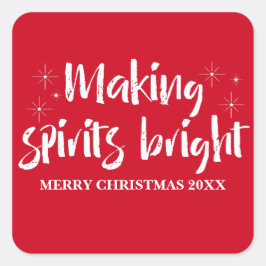 Ivory Starry Making Spirits Bright Holiday Vierkante Sticker