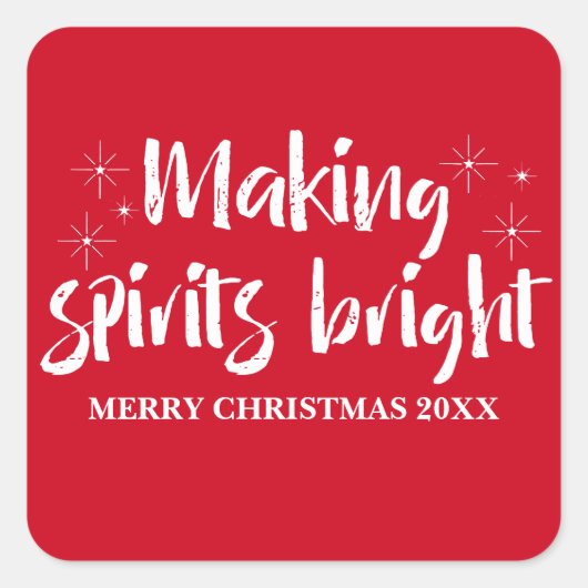 Ivory Starry Making Spirits Bright Holiday Vierkante Sticker (Voorkant)