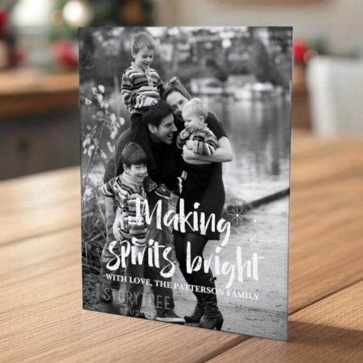 Ivory Starry Making Spirits Bright Vakantie Foto Feestdagenkaart