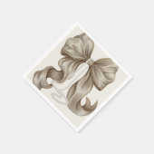 Ivory Striped Bow and Pearl Necklace Servet (Hoek)