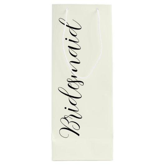 Ivory Stylized Script Wedding Bridesmaid Wijn Cadeautas (Achterkant)