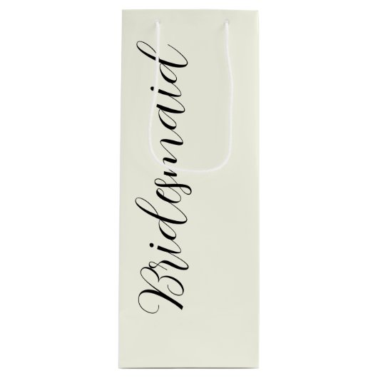 Ivory Stylized Script Wedding Bridesmaid Wijn Cadeautas (Voorkant)