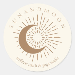 Ivory Sun Moon Spirituele Zonne-energie Heling Ronde Sticker