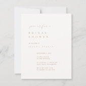 Ivory & Tan Minimalist Bridal Shower Kaart (Voorkant)